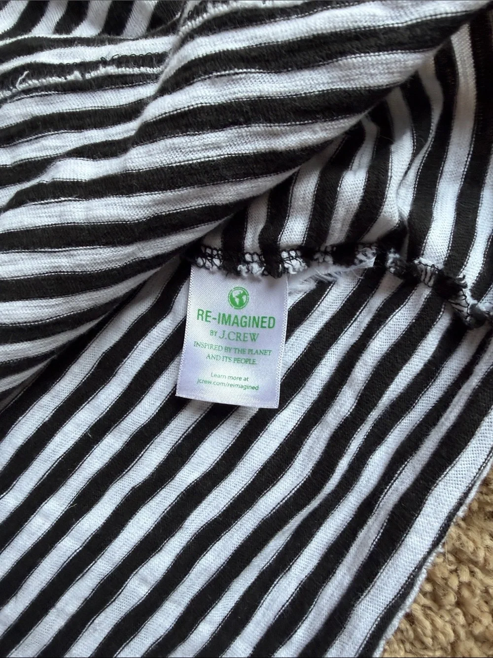 J. Crew Black and White Striped Mini Dress with Waist Tie